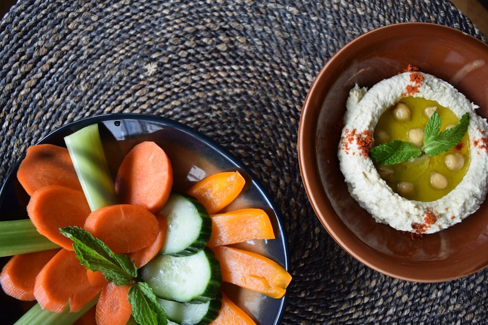 Roasted garlic hummus with charred vegetables